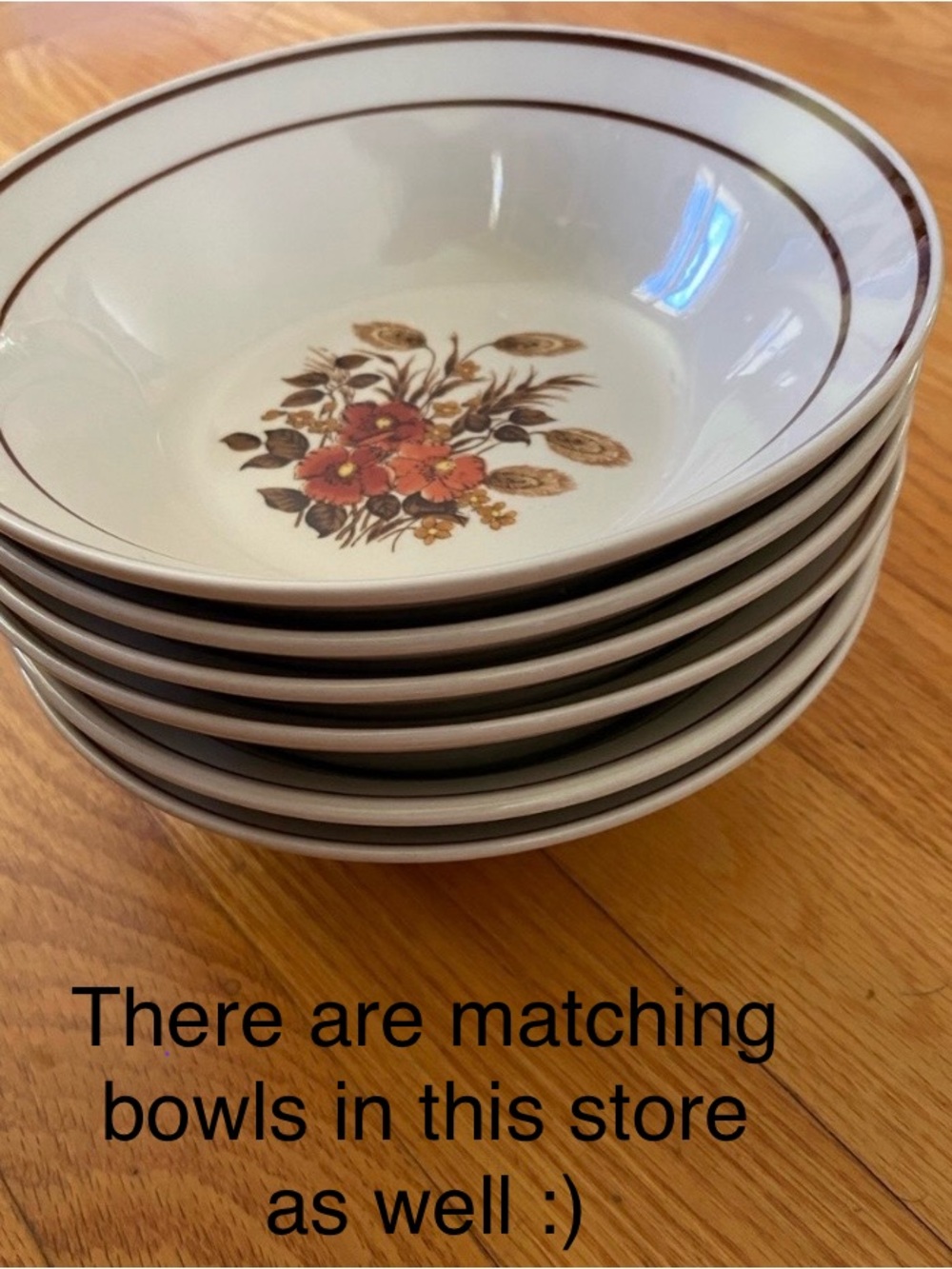 Vtg.  Stoneware Fall Autumn Floral Bread/Salad/Dessert Plates - Set of 6 LikeNew - Picture 9 of 9